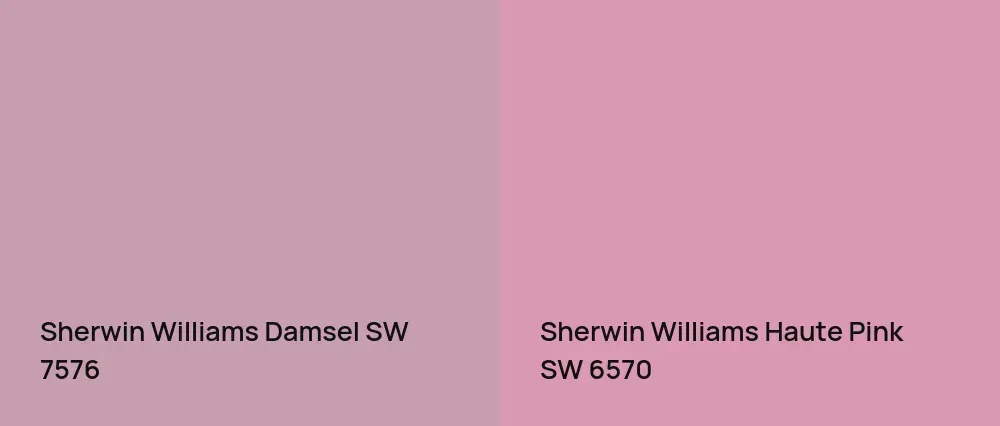 Sherwin Williams Damsel SW 7576 vs Sherwin Williams Haute Pink SW 6570