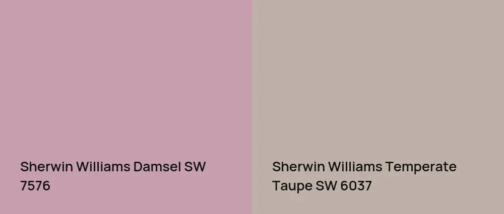 Sherwin Williams Damsel SW 7576 vs Sherwin Williams Temperate Taupe SW 6037