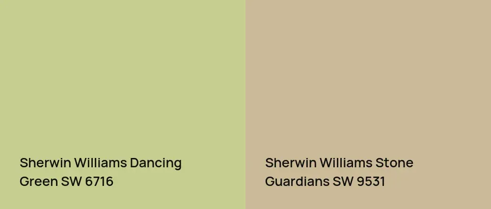 Sherwin Williams Dancing Green SW 6716 vs Sherwin Williams Stone Guardians SW 9531