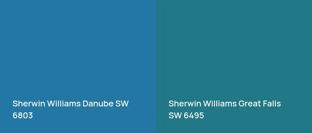 Sherwin Williams Danube SW 6803 vs Sherwin Williams Great Falls SW 6495