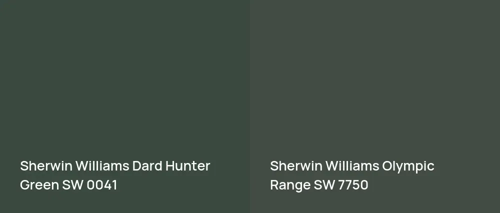 Sherwin Williams Dard Hunter Green SW 0041 vs Sherwin Williams Olympic Range SW 7750