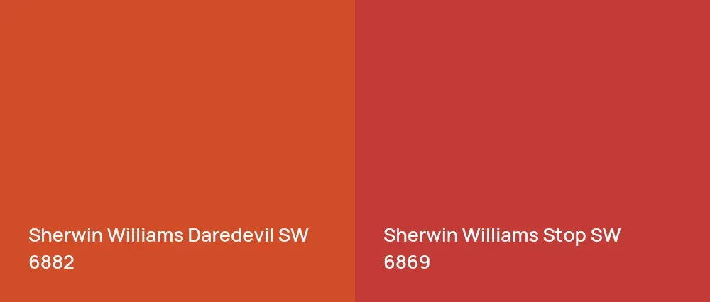 Sherwin Williams Daredevil SW 6882 vs Sherwin Williams Stop SW 6869