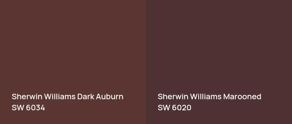 Sherwin Williams Dark Auburn SW 6034 vs Sherwin Williams Marooned SW 6020
