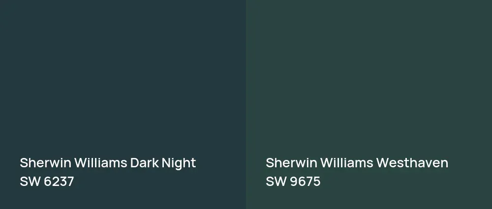 Sherwin Williams Dark Night SW 6237 vs Sherwin Williams Westhaven SW 9675