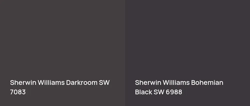 Sherwin Williams Darkroom SW 7083 vs Sherwin Williams Bohemian Black SW 6988