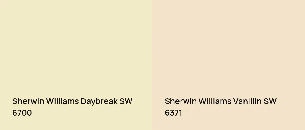 Sherwin Williams Daybreak SW 6700 vs Sherwin Williams Vanillin SW 6371