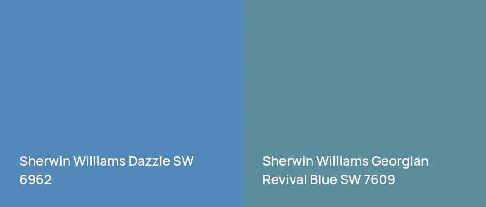 Sherwin Williams Dazzle SW 6962 vs Sherwin Williams Georgian Revival Blue SW 7609