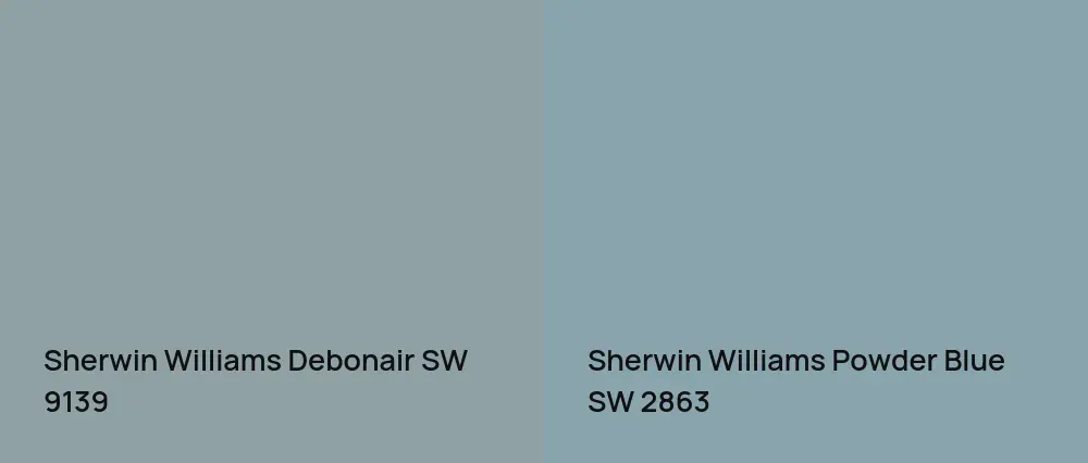 Sherwin Williams Debonair SW 9139 vs Sherwin Williams Powder Blue SW 2863