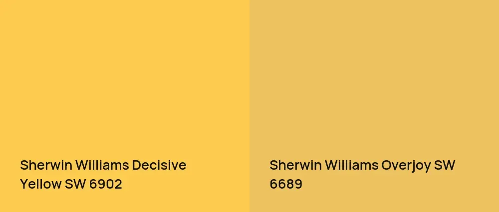 Sherwin Williams Decisive Yellow SW 6902 vs Sherwin Williams Overjoy SW 6689