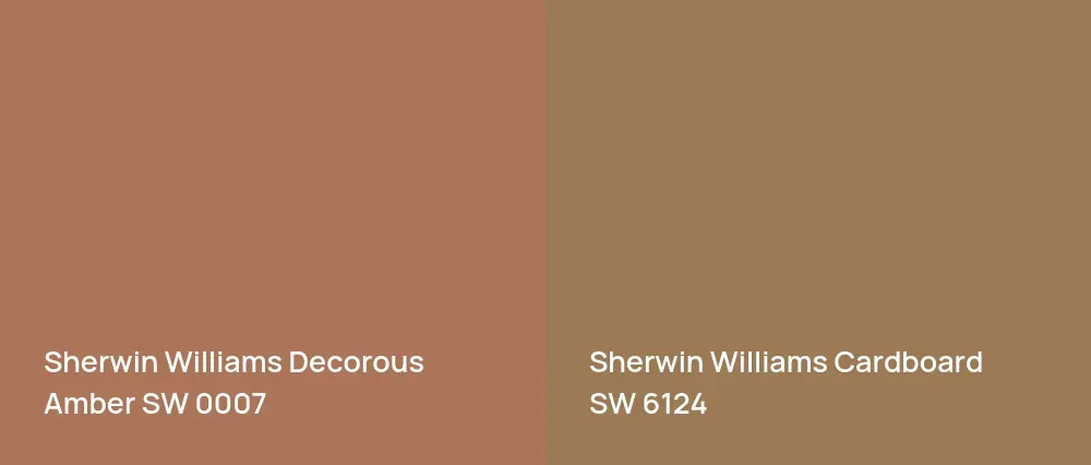 Sherwin Williams Decorous Amber SW 0007 vs Sherwin Williams Cardboard SW 6124