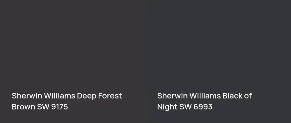 Sherwin Williams Deep Forest Brown SW 9175 vs Sherwin Williams Black of Night SW 6993