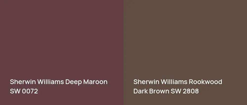 Sherwin Williams Deep Maroon SW 0072 vs Sherwin Williams Rookwood Dark Brown SW 2808