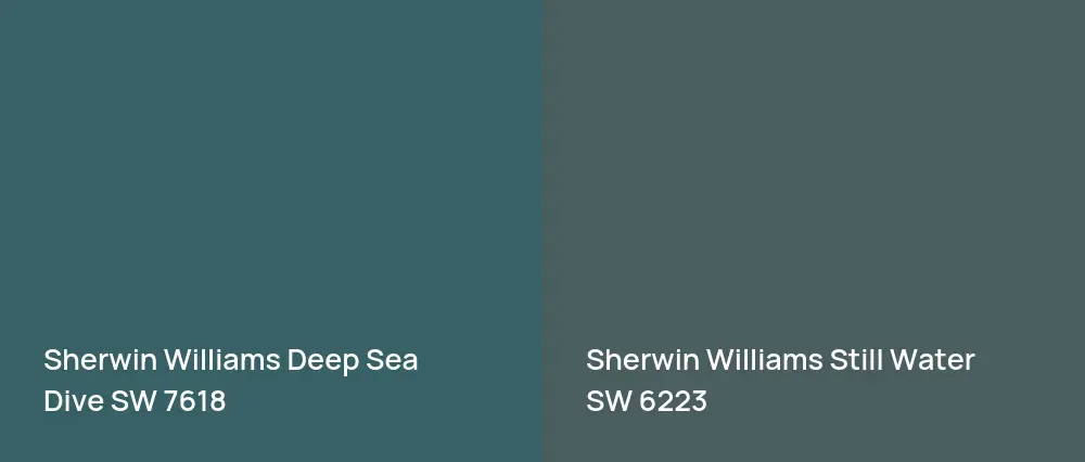 Sherwin Williams Deep Sea Dive SW 7618 vs Sherwin Williams Still Water SW 6223