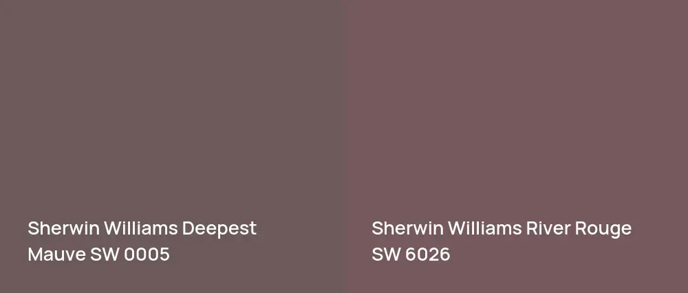 Sherwin Williams Deepest Mauve SW 0005 vs Sherwin Williams River Rouge SW 6026