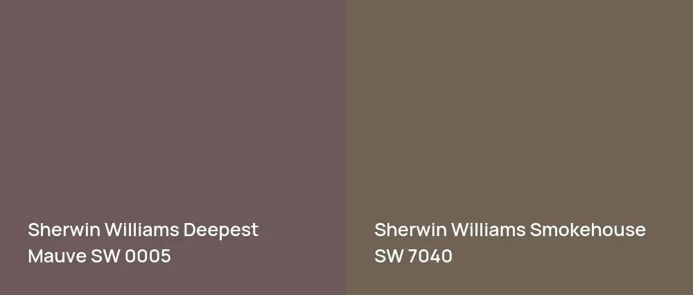Sherwin Williams Deepest Mauve SW 0005 vs Sherwin Williams Smokehouse SW 7040