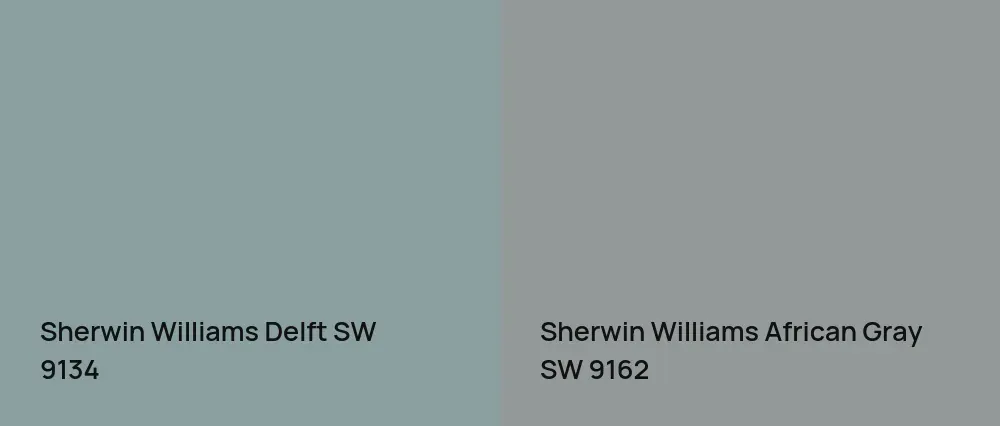 Sherwin Williams Delft SW 9134 vs Sherwin Williams African Gray SW 9162