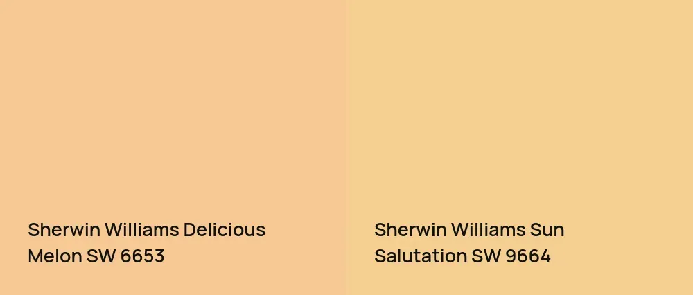 Sherwin Williams Delicious Melon SW 6653 vs Sherwin Williams Sun Salutation SW 9664