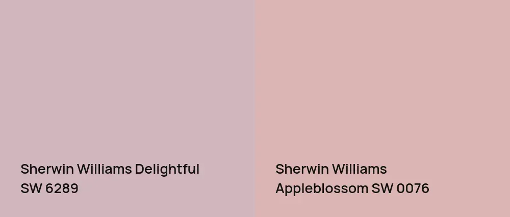 Sherwin Williams Delightful SW 6289 vs Sherwin Williams Appleblossom SW 0076