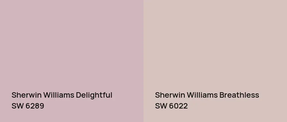 Sherwin Williams Delightful SW 6289 vs Sherwin Williams Breathless SW 6022