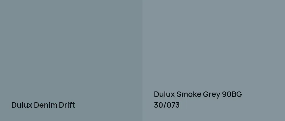 Dulux  Denim Drift vs Dulux Smoke Grey 90BG 30/073