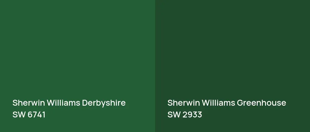 Sherwin Williams Derbyshire SW 6741 vs Sherwin Williams Greenhouse SW 2933