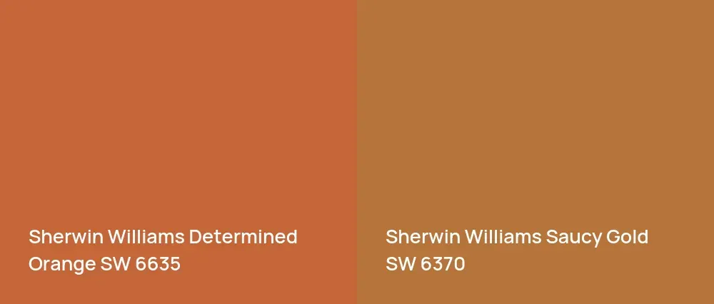 Sherwin Williams Determined Orange SW 6635 vs Sherwin Williams Saucy Gold SW 6370