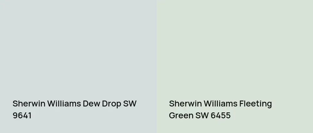 Sherwin Williams Dew Drop SW 9641 vs Sherwin Williams Fleeting Green SW 6455