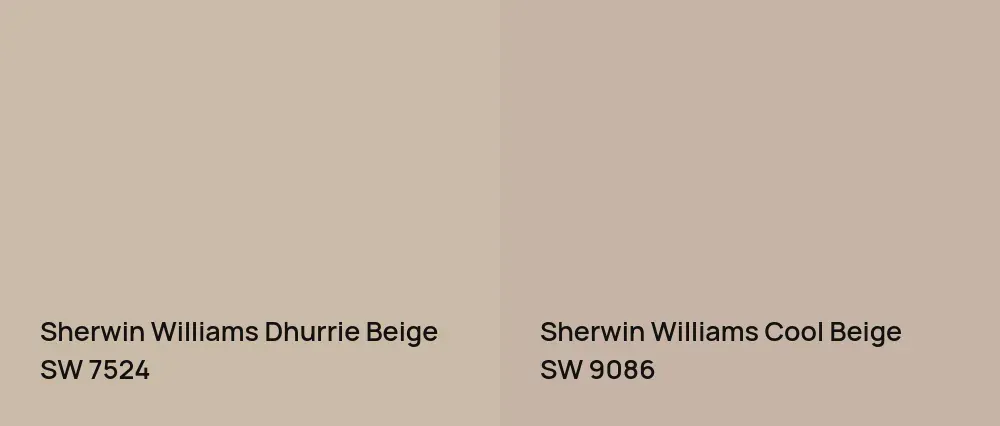 Sherwin Williams Dhurrie Beige SW 7524 vs Sherwin Williams Cool Beige SW 9086