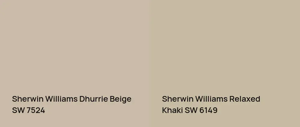 Sherwin Williams Dhurrie Beige SW 7524 vs Sherwin Williams Relaxed Khaki SW 6149