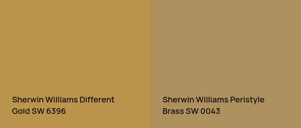 Sherwin Williams Different Gold SW 6396 vs Sherwin Williams Peristyle Brass SW 0043