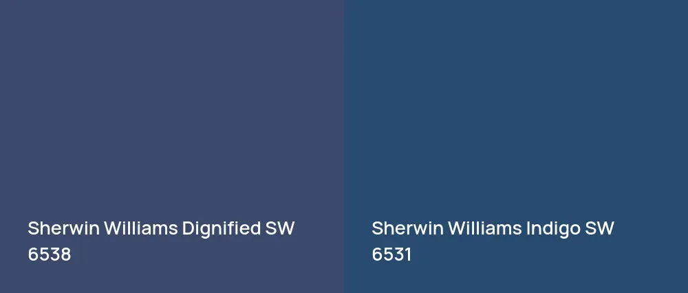 Sherwin Williams Dignified SW 6538 vs Sherwin Williams Indigo SW 6531