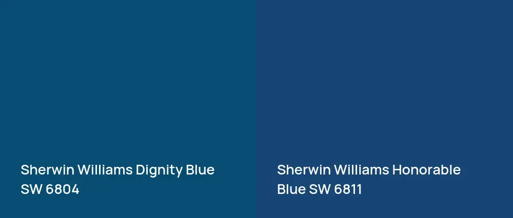 Sherwin Williams Dignity Blue SW 6804 vs Sherwin Williams Honorable Blue SW 6811