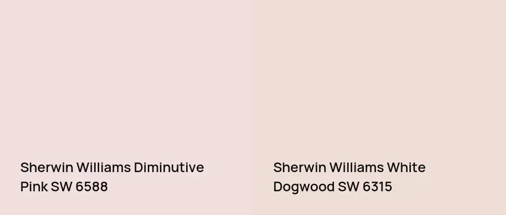 Sherwin Williams Diminutive Pink SW 6588 vs Sherwin Williams White Dogwood SW 6315