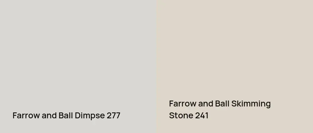 Farrow and Ball Dimpse 277 vs Farrow and Ball Skimming Stone 241