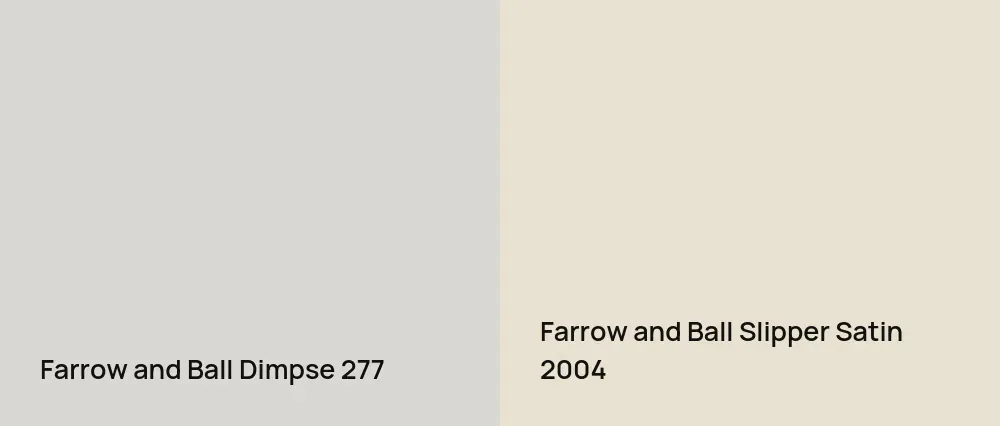 Farrow and Ball Dimpse 277 vs Farrow and Ball Slipper Satin 2004