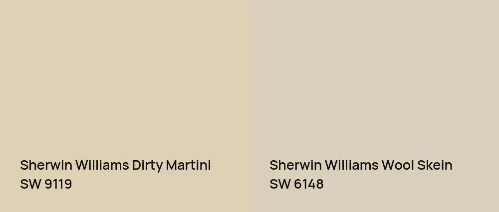 Sherwin Williams Dirty Martini SW 9119 vs Sherwin Williams Wool Skein SW 6148
