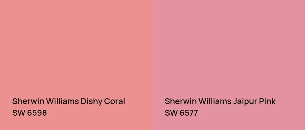 Sherwin Williams Dishy Coral SW 6598 vs Sherwin Williams Jaipur Pink SW 6577