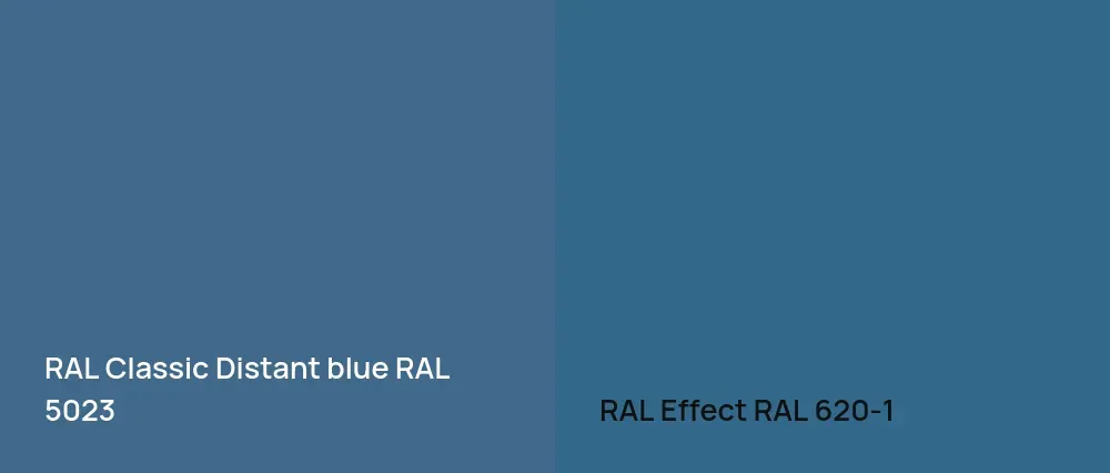 RAL Classic  Distant blue RAL 5023 vs RAL Effect  RAL 620-1