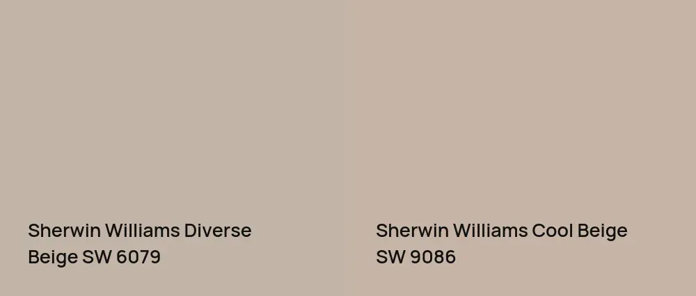 Sherwin Williams Diverse Beige SW 6079 vs Sherwin Williams Cool Beige SW 9086
