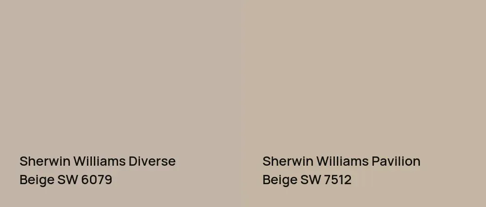 Sherwin Williams Diverse Beige SW 6079 vs Sherwin Williams Pavilion Beige SW 7512