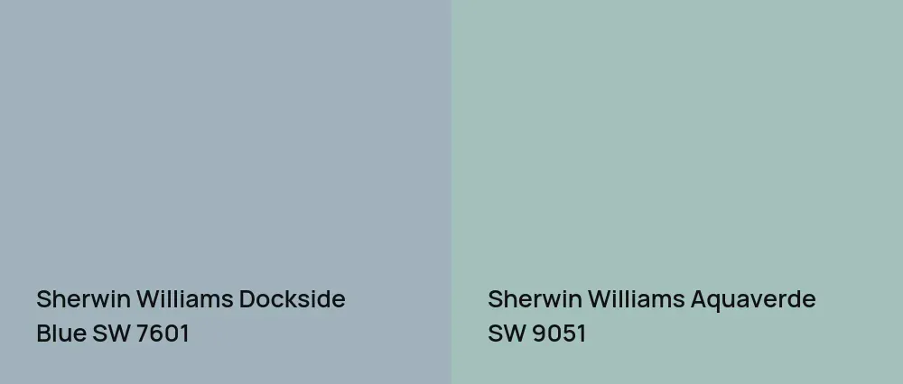 Sherwin Williams Dockside Blue SW 7601 vs Sherwin Williams Aquaverde SW 9051