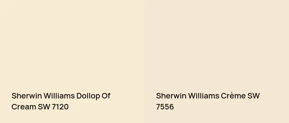 Sherwin Williams Dollop Of Cream SW 7120 vs Sherwin Williams Crème SW 7556