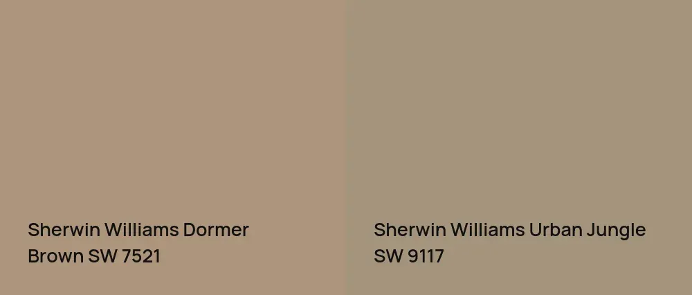 Sherwin Williams Dormer Brown SW 7521 vs Sherwin Williams Urban Jungle SW 9117