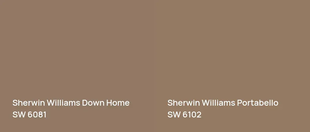 Sherwin Williams Down Home SW 6081 vs Sherwin Williams Portabello SW 6102