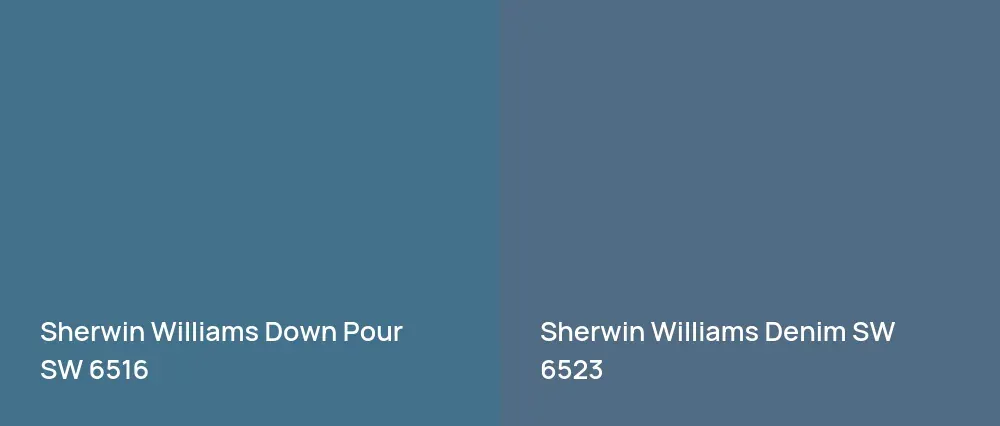 Sherwin Williams Down Pour SW 6516 vs Sherwin Williams Denim SW 6523