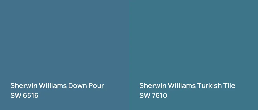 Sherwin Williams Down Pour SW 6516 vs Sherwin Williams Turkish Tile SW 7610