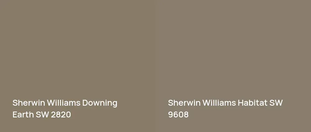 Sherwin Williams Downing Earth SW 2820 vs Sherwin Williams Habitat SW 9608