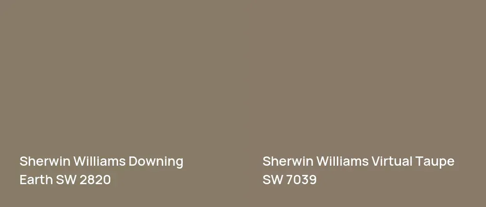Sherwin Williams Downing Earth SW 2820 vs Sherwin Williams Virtual Taupe SW 7039