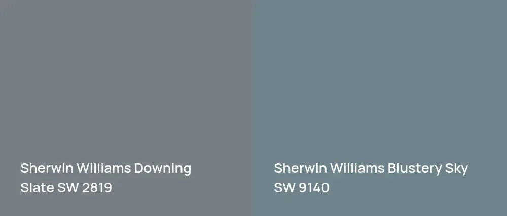 Sherwin Williams Downing Slate SW 2819 vs Sherwin Williams Blustery Sky SW 9140