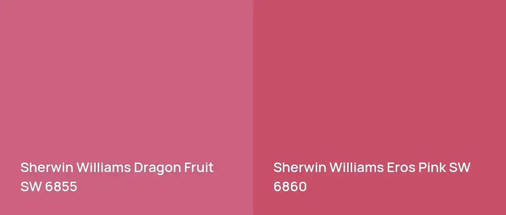 Sherwin Williams Dragon Fruit SW 6855 vs Sherwin Williams Eros Pink SW 6860